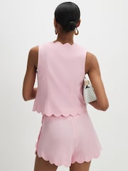 River Island Pink Scallop Hem Linen Blend Shorts - Image 3 of 4