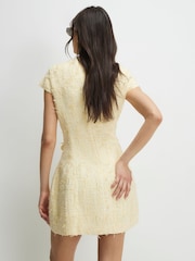River Island Yellow 3D Flower Boucle Mini Dress - Image 3 of 4