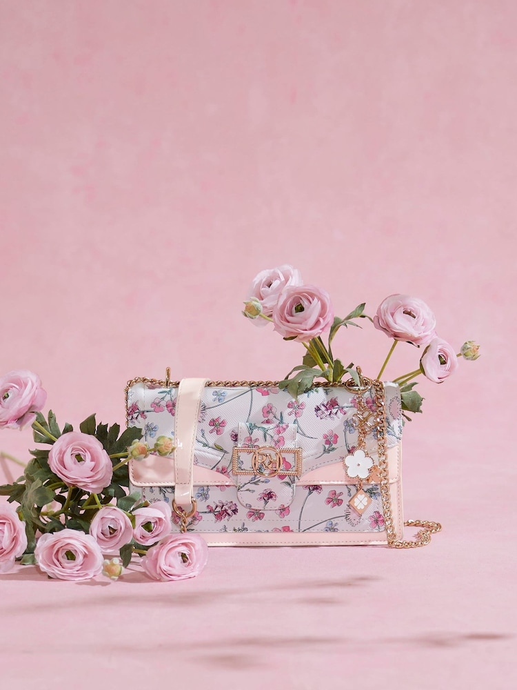 River Island Cream Ditsy Floral Panelled Shoulder Bag - Image 1 of 6