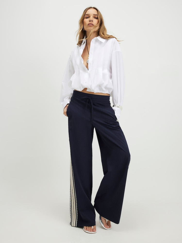 River Island Blue Crochet Side Stripe Joggers - Image 1 of 4