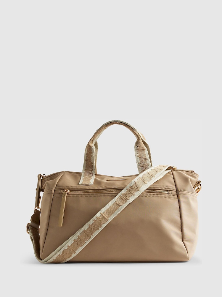 River Island Brown Cabin Size Logo Holdall - Image 2 of 6