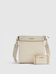 River Island Cream Embossed Monogram Messenger Bag Bundle - Image 1 of 5