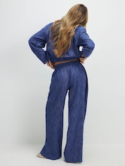 River Island Blue Elasticated Waist Pull On Wide Leg Jogger - Image 4 of 4