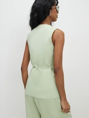 River Island Green Sleeveless Tie Detail Waistcoat - Image 3 of 4