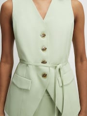 River Island Green Sleeveless Tie Detail Waistcoat - Image 4 of 4
