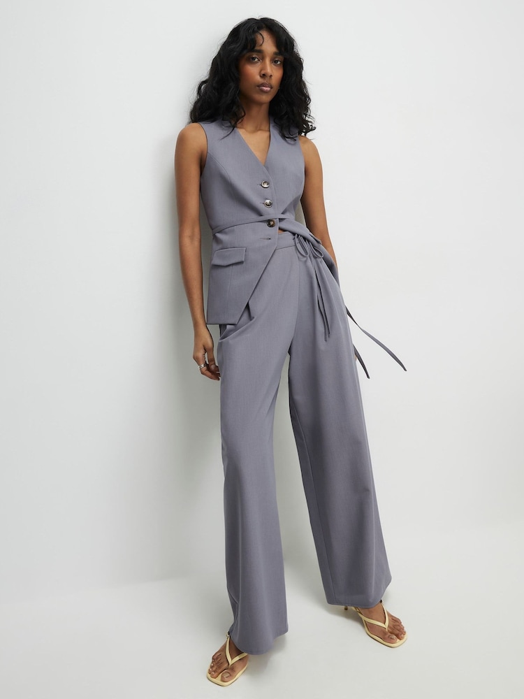 River Island Wrap Tie Detail Wide Leg Trousers - Imagen 1 de 4