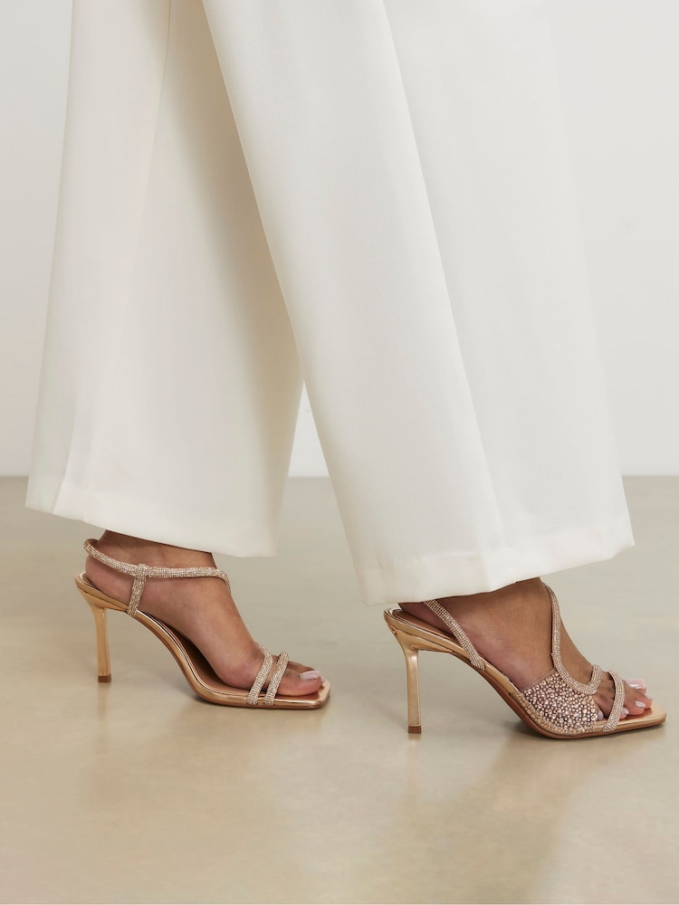 Sandalias de taco con diamantes de imitación y metacrilato de River Island - Imagen 1 de 6