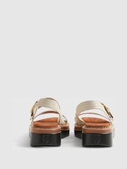 River Island Cream Woven Buckle Flatform Sandals - Image 4 of 6