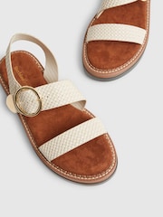 River Island Cream Woven Buckle Flatform Sandals - Image 5 of 6