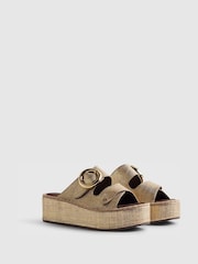 River Island Gold Ring Buckle Strap Wedge Sandals - Image 2 of 5