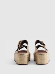 River Island Gold Ring Buckle Strap Wedge Sandals - Image 3 of 5