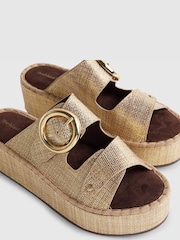 River Island Gold Ring Buckle Strap Wedge Sandals - Image 5 of 5