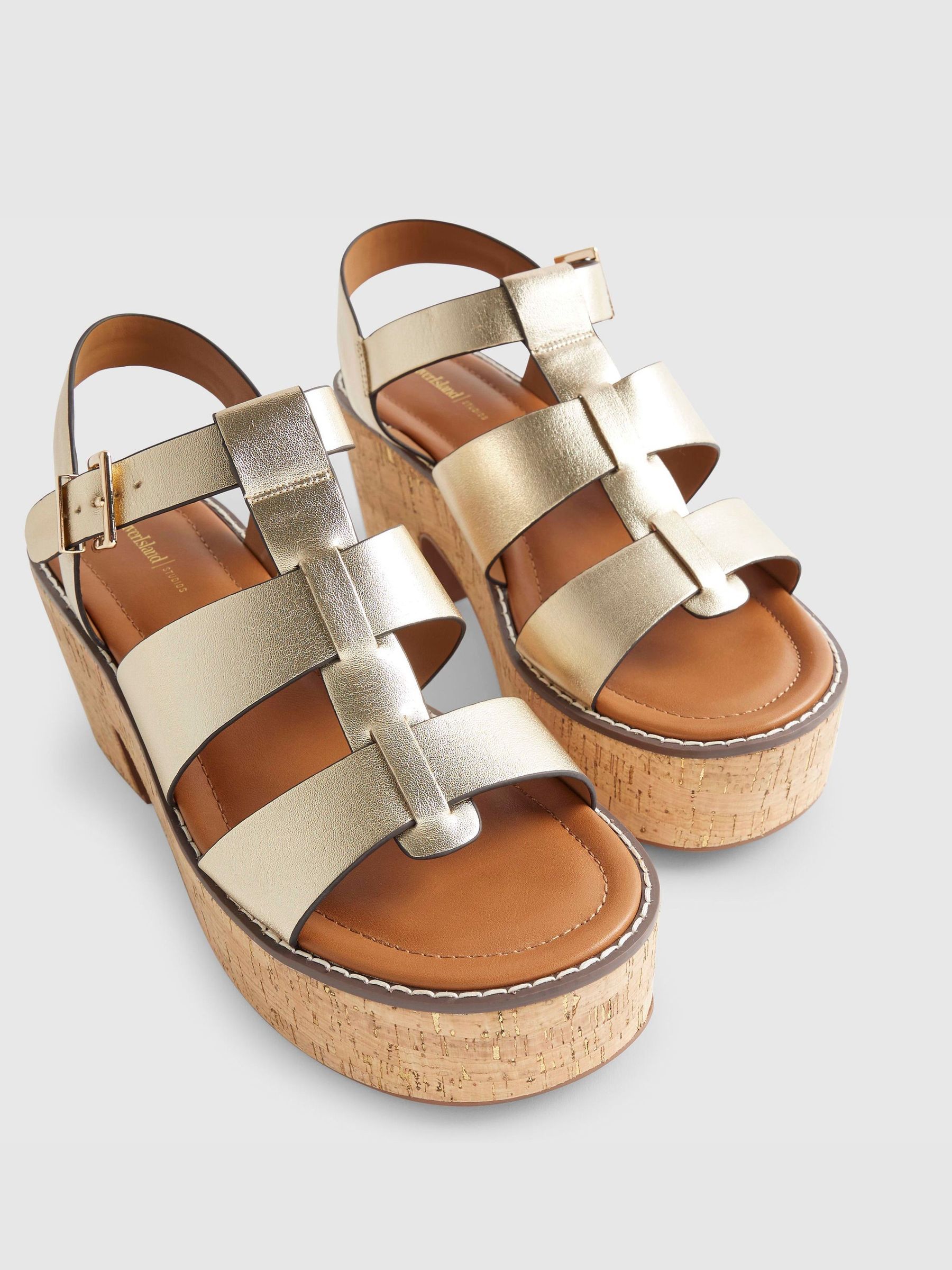 Buy River Island Gold Fisherman Cork Platform Sandals from Next Canada