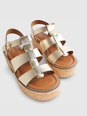 River Island Gold Fisherman Cork Platform Sandals - Image 5 of 6