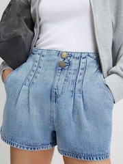 River Island Blue Dart Detail Pull On Denim Shorts - Image 4 of 4