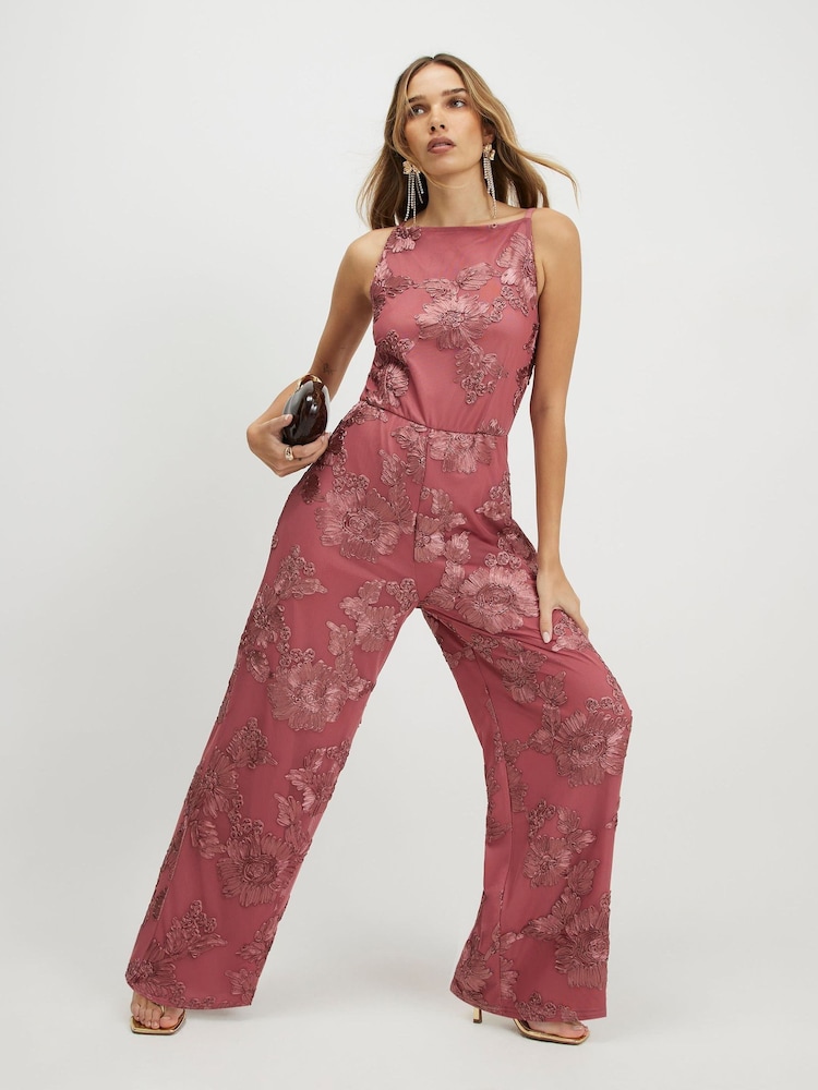 River Island Brown Cornelli Halter Neck Jumpsuit - Image 1 of 4