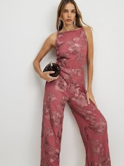 River Island Brown Cornelli Halter Neck Jumpsuit - Image 3 of 4