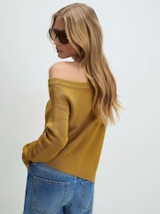 River Island Green One Shoulder Knitted Jumper - Image 4 of 4