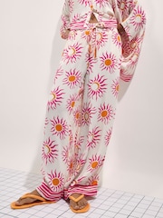 River Island White Sun Print Wide Leg Trousers - Image 3 of 4