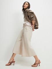 River Island Cream Poplin Front Tie Detail Pleat Culottes - Image 1 of 4