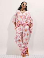 River Island White Sun Print Batwing Blouse - Image 1 of 4