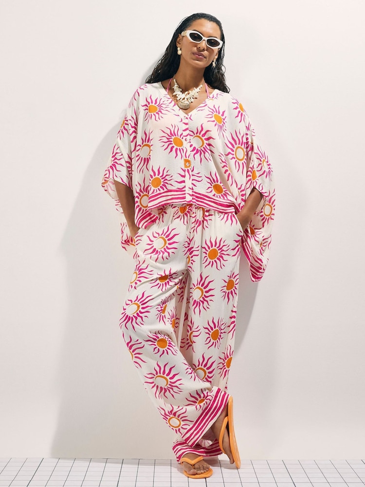 River Island White Sun Print Batwing Blouse - Image 1 of 4