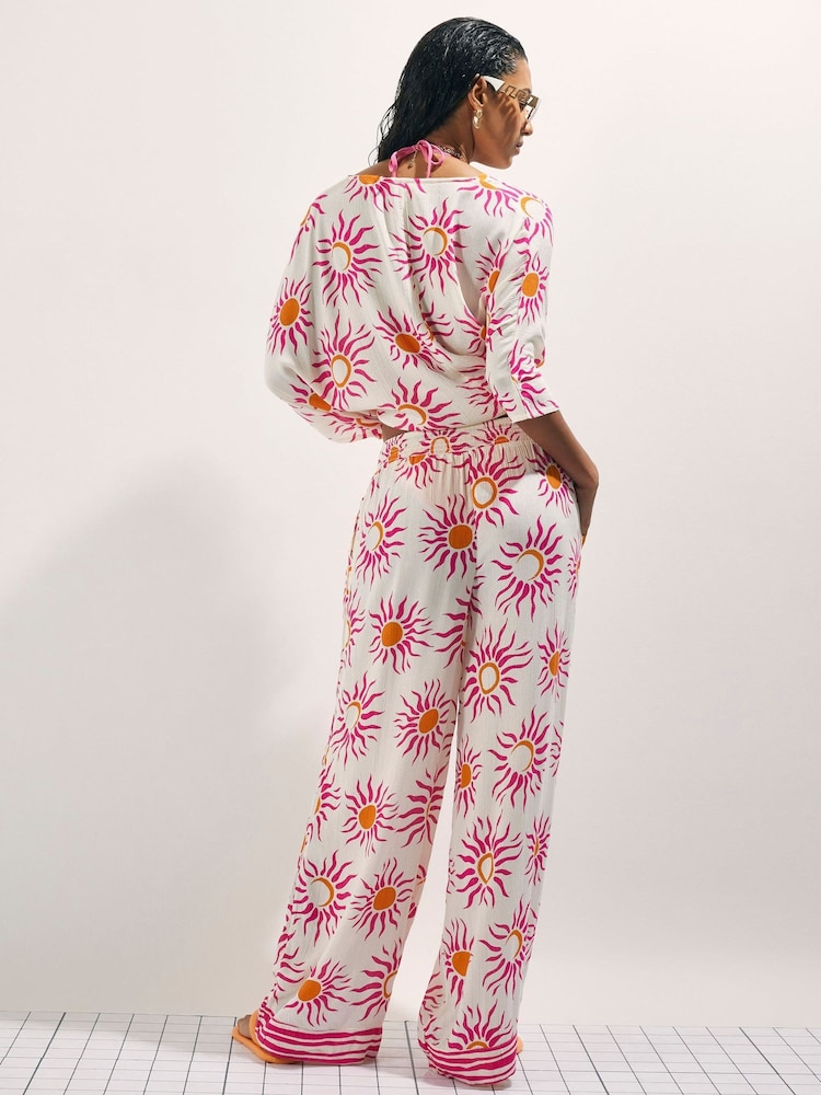 River Island White Sun Print Batwing Blouse - Image 2 of 4