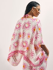 River Island White Sun Print Batwing Blouse - Image 3 of 4