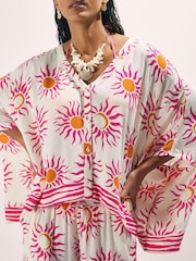 River Island White Sun Print Batwing Blouse - Image 4 of 4