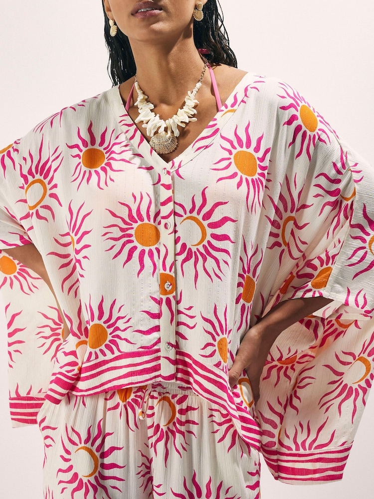 River Island White Sun Print Batwing Blouse - Image 4 of 4