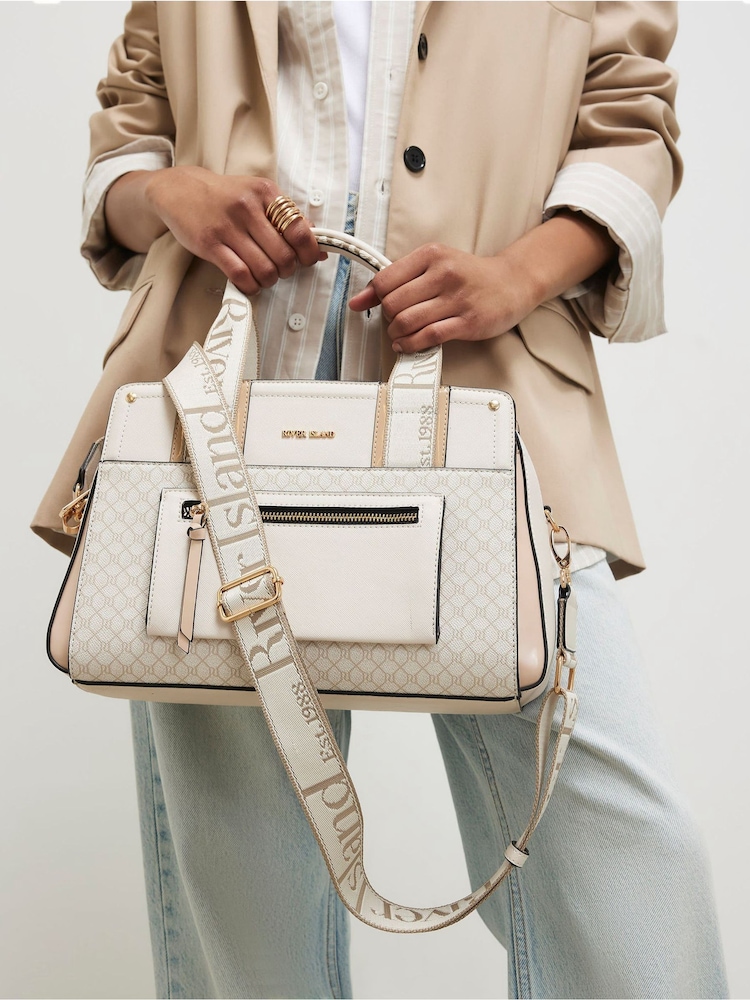 River Island Brown Webbing Front Tote Bag - Image 1 of 6