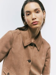 River Island Brown Faux Suede Pocket Detail Top - Image 4 of 4