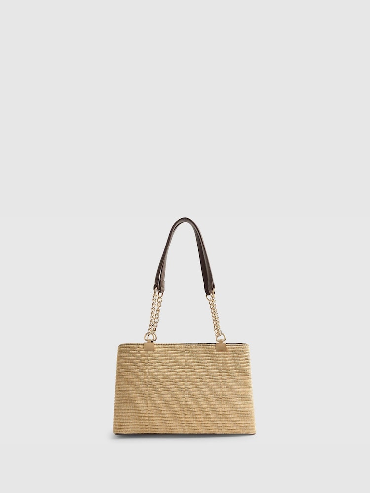 River Island Brown Raffia Chain Handle Shoulder Bag - Image 2 of 5