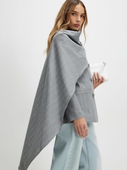 River Island Grey Stripe Double Breasted Cape Blazer - Image 3 of 4