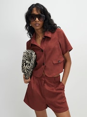 River Island Orange Faux Suede Shorts - Image 1 of 4