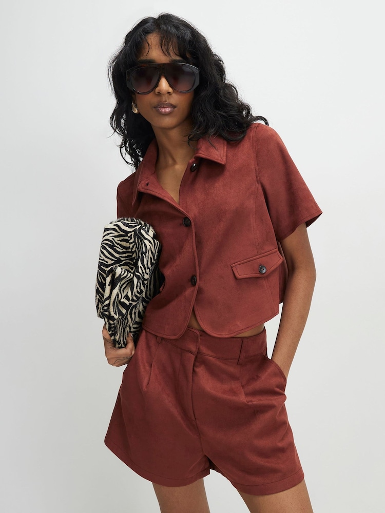 River Island Orange Faux Suede Shorts - Image 1 of 4