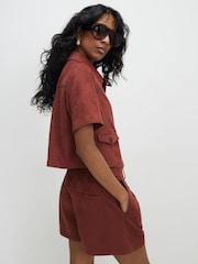 River Island Orange Faux Suede Shorts - Image 2 of 4