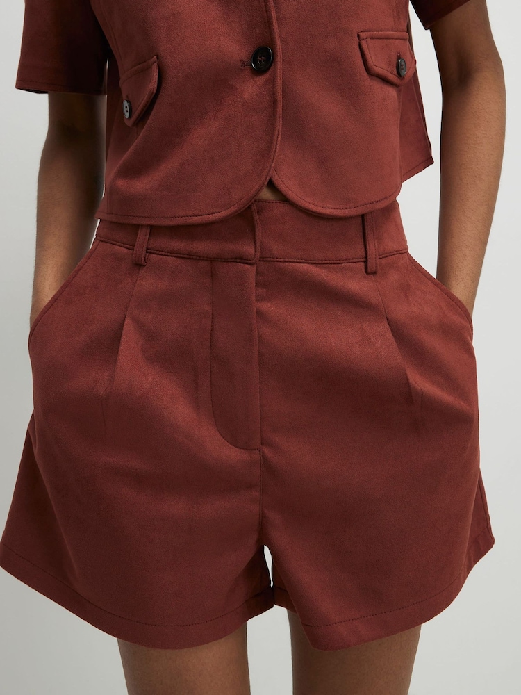 River Island Orange Faux Suede Shorts - Image 4 of 4