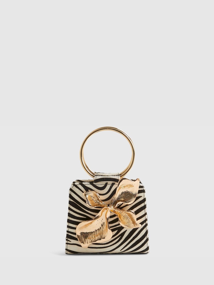 River Island Black Zebra Metal Detail Grab Bag - Image 1 of 5