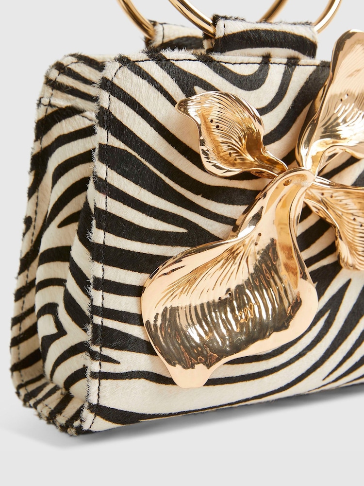 River Island Black Zebra Metal Detail Grab Bag - Image 5 of 5