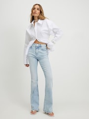 River Island Blue High Rise Sculpt Flare Jeans - Image 1 of 4