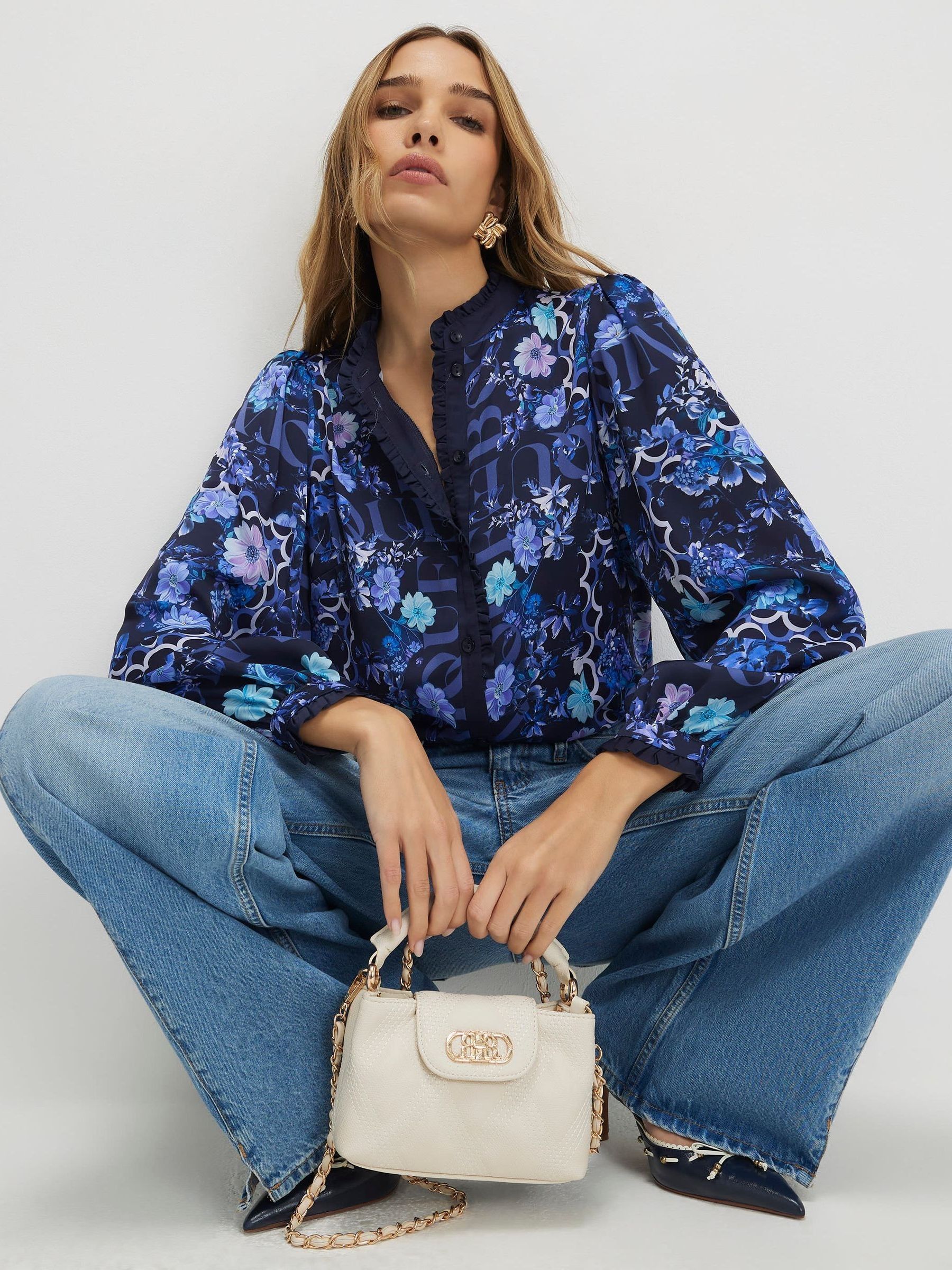 Next：日本 River Island フローラルハイネックフリルブラウス from
