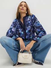 River Island Floral High Neck Ruffle Blouse - Imaginea 1 din 4