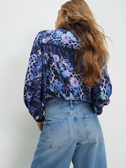 River Island Floral High Neck Ruffle Blouse - Imaginea 3 din 4