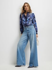 River Island Floral High Neck Ruffle Blouse - Imaginea 4 din 4