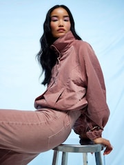 River Island Pink Funnel Neck Drawstring Hem Bomber Jacket - Image 3 of 4