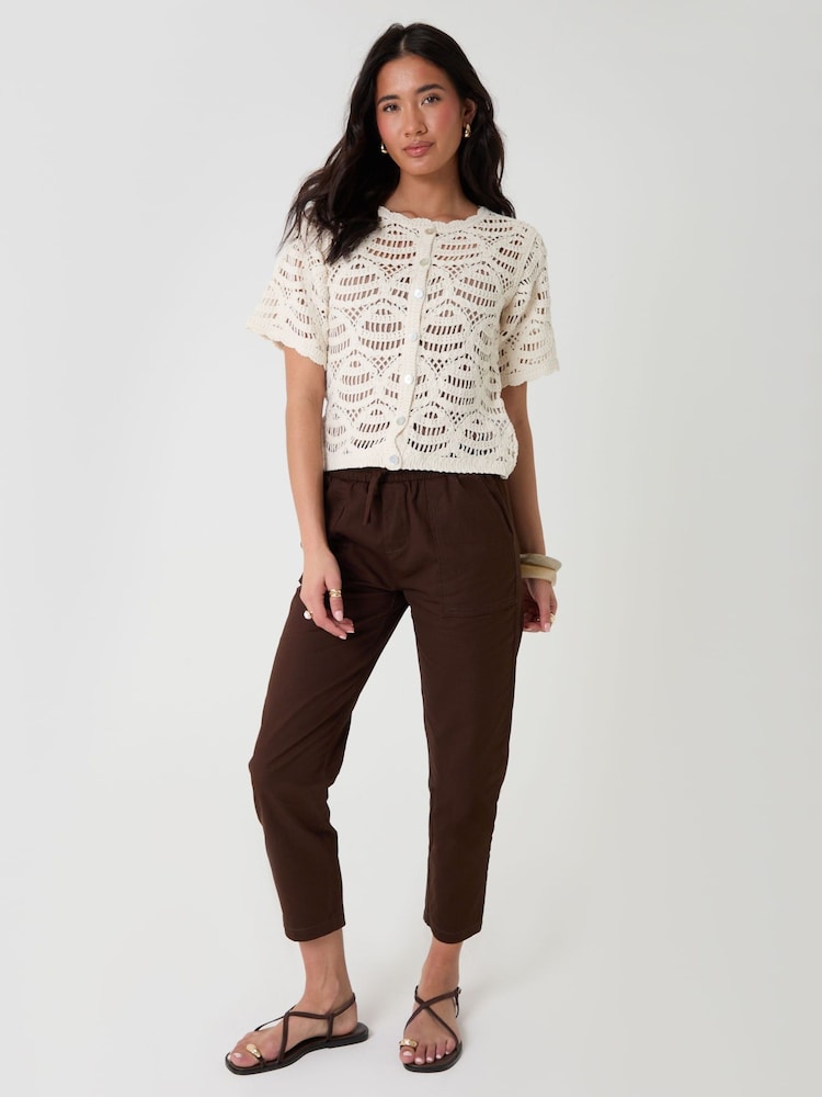 Threadbare Cream Crochet Button Up Top - Image 4 of 4