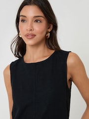 Threadbare Black Linen Blend Tie-Back Shell Top - Image 5 of 6