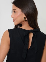 Threadbare Black Linen Blend Tie-Back Shell Top - Image 6 of 6