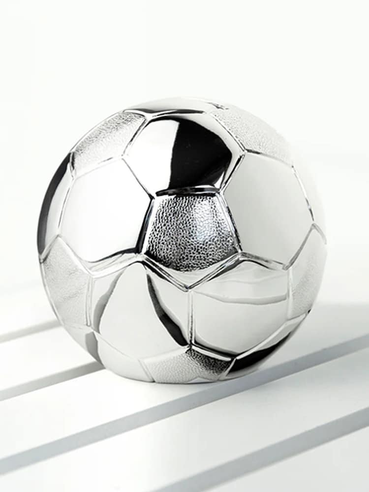 Personalised Silver Plated Football Piggy Bank by Treat Republic - Image 2 of 5